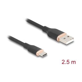 DeLOCK Cable USB 2.0 USB-A a USB-C, 2.5 Metros, Transferencia 480 Mbps, 3A Carga, Color Negro, Referencia 81227