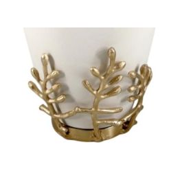 DKD Home Decor Jarrón Decorativo Moderno de Aluminio Blanco y Dorado, 16 cm Ancho, 16 cm Largo, 31 cm Alto