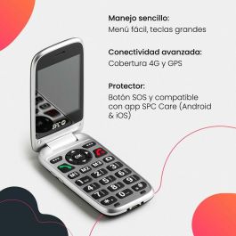 SPC 2334N Polaris Teléfono Móvil para Personas Mayores 4G Botón SOS, Compatible SPC Care, Teclas Grandes, Audífonos y Base de Carga Negro