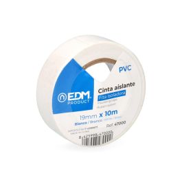 Edm Cinta aislante calidad supra blanca 10 m x 19 mm PVC resistente a la intemperie