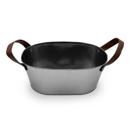 My Bar Cubo Metal Rectangular con Asas de Piel Gris 28 cm (12 Unidades)