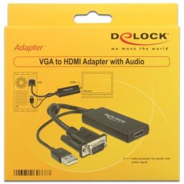 DELOCK Adaptador VGA + Audio a HDMI con Cable Negro
