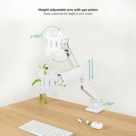 TooQ DB1334TNR-W Soporte para Monitor de Escritorio, 34 Pulgadas, Pinza/Atornillado, Blanco