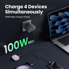 Ugreen 35043 Nexode S 100W Cargador Rápido GaN Gris con 4 Puertos USB para Portátil, Móvil, Tablet