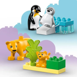 Lego Duplo 10442 Familias de Animales Salvajes: Pingüinos y Leones - Juego de Aprendizaje Temprano