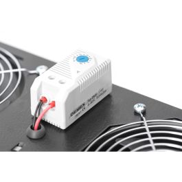 DIGITUS Unidad de ventilación de techo para carcasa de pared de 19", 2 ventiladores, 276 m³/h, Termostato, Negro