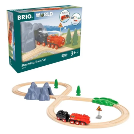 Brio World 36017 Circuito de Locomotora a Batería de Vapor con Efectos Reales de Humo