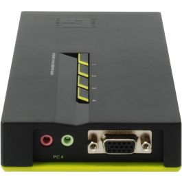 LevelOne Switch KVM 4 Puertos VGA USB Audio 2048x1536 Pixeles Negro Verde