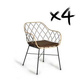 Giner y Colomer - Lote de 2 Sillones de Ratán con Patas de Metal, Natural, Asiento 39x43 cm Precio: 435.5879. SKU: B1C62J7NLX