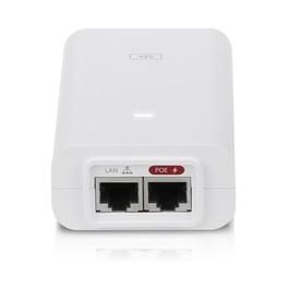 Ubiquiti POE-24-24W-G-WH Inyector Adaptador Alimentador PoE 24V 1A Blanco con conector RJ45, incluye cable de corriente y soporte para pared
