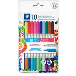 Staedtler Rotuladores Noris 3280 Doble Punta, 10 Unidades, 20 Colores, Punta Fina y Gruesa, Estuche Reciclado Precio: 4.49999968. SKU: B1D8P5V96B