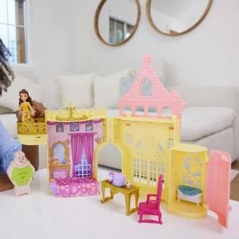 Mattel HLW94 Disney Princess Muñeca Mini Castillo de Bella y la Bestia - Casa de Muñecas Plegable con Accesorios para Niñas +3 Años