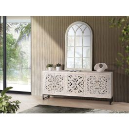 Giner y Colomer Aparador Madera de Mango y Patas Metal Blanco Envejecido 80x190x38 cm