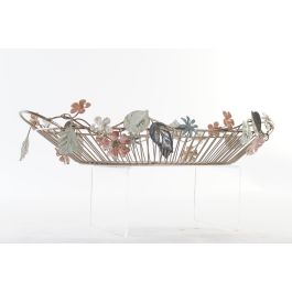 DKD Home Decor Centro de Mesa Metálico Multicolor Hojas 36 x 12.7 x 56 cm