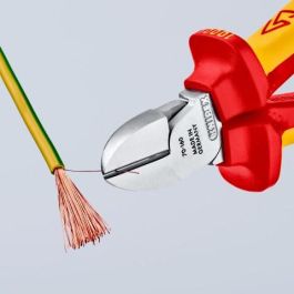 Knipex 70 06 160 T Alicates de Corte Diagonal, 4mm, Acero Cromo Vanadio, Plástico, Protección contra Caídas, Rojo/Amarillo