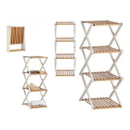 Giftdecor Estantería Cuádruple Plegable de Bambú Blanco, 32x96x39 cm (6 Unidades)
