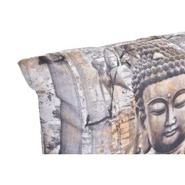 DKD Home Decor Cojín Oriental Buda Marrón de Poliéster, 45x45 cm, Juego de 4 con Cremallera