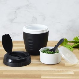 Cook Concept Termo Sólidos Take Away Con Cuchara Hermético Para Alimentos Calientes y Fríos Colores Surtidos Medidas d.14 cm; h.16,5 cm