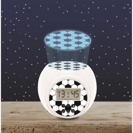 Lexibook Proyector Despertador Fútbol con Proyección de Balón en Techo y Luz Nocturna de 3 Colores, Pantalla LCD Retroiluminada Azul, Alarma Snooze y Temporizador