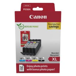 Canon CLI-581XL Multipack Tinta Negra, Cian, Magenta y Amarilla XL con Papel Fotográfico Precio: 68.4999997. SKU: B1E26YJ3YJ