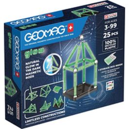 Geomag Ecofriendly 25 uds Glow Construcciones 2D 3D Brillan Oscuridad Barras Esferas Base Plástico Reciclado