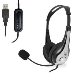 Ewent Auricular Ew3565 USB con Micrófono, Diadema Ajustable, Almohadillas Suaves, Ideal para Gaming, Música y Videoconferencias