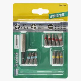 Wolfcraft Juego de Puntas con Portapuntas Magnético 2426 - 12 Piezas: Ranura 0.6-1.6mm, Phillips 1-3, Pozidriv 1-3 Precio: 13.59000005. SKU: S7909603