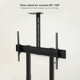 TooQ FS20406HM-B Soporte de Suelo con Ruedas para TV 60-100 Pulgadas, 130 kg, Ajustable en Altura, Negro