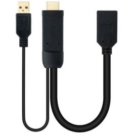 Nanocable 10.16.0205 Conversor HDMI 2.0 a DisplayPort 1.2, Soporta 4K@60Hz, Alimentación USB, 20cm Negro