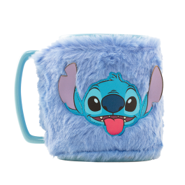 PYRAMID Taza Stitch Disney con funda de peluche de Nylon 440ml de cerámica apta microondas y lavavajillas
