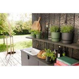 Elho Juego 2 Maceteros Redondos Greenville - Ø14xH13.4 cm y Ø16xH15.3 cm - 7 L - Negro