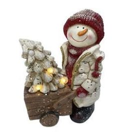 DKD Home Decor Figura Navidad Tradicional Magnesia LED Pilas AA (x3) Rojo Blanco Marrón 23x42x35 cm Pack de 2 Unidades