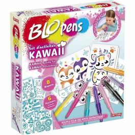 Lansay SET DE ACTIVIDAD BLOPENS KAWAII Marcadores que soplas para crear diseños