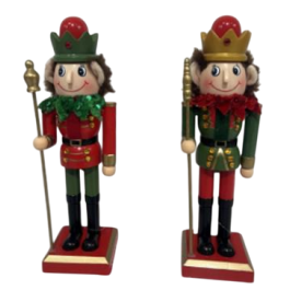 DKD Home Decor Figura Navidad Tradicional Elfo Cascanueces Multicolor de Madera y Poliester 7x25.5x8cm (6 Unidades)