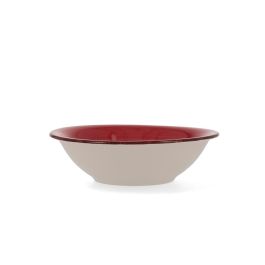 Quid Bol Cerámico Coral Vita Rojo 18 cm (6 Unidades) Apilable, Apto Lavavajillas y Microondas, Diseño Pintado a Mano