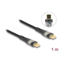 DeLOCK Cable USB 2.0 Tipo C Macho a Macho Transparente, Carga Rápida PD 3.0 100W, Datos 480Mbps, Longitud 1 m, Color Negro