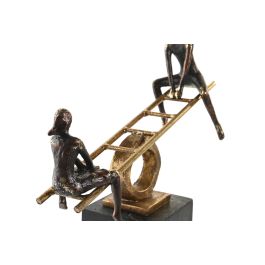 DKD Home Decor Figura Decorativa Moderna Personas Columpio Resina y Metal Negro Dorado 9x27.5x27 cm para Hogar