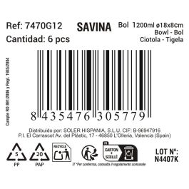 La Mediterranea Bol 1200 ml Ø 18 x 8 cm Savina MD