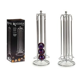 Portacápsulas Giratorio Kinvara 24 cápsulas, 13x38.5x13 cm, Plata (12 Unidades)