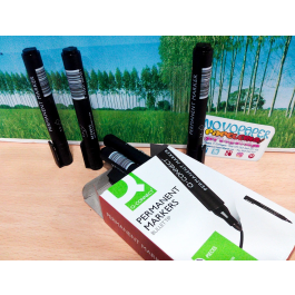 Q-connect Rotulador Marcador Permanente Negro Punta Redonda 3 mm