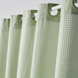 Cortina de ducha con diseño de gofres - Verde - Poliéster - 180 x 200 cm - 12 ganchos - UTILITY - TODAY Cortina de ducha con diseño de gofres - Verde - Poliéster - 180 x 200 cm - 12 ganchos - UTILITY - TODAY