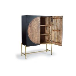 Giner Y Colomer Armario Madera de Mango y Metal Nogal Oscuro 143x100x40 cm