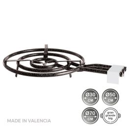 Vaello Quemador de gas butano/propano Ø70 cm 3 fuegos, acero laminado recubierto de esmalte, negro