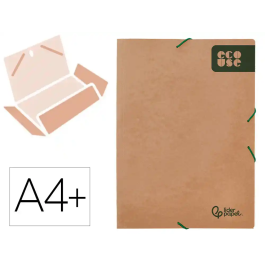 Liderpapel Carpeta Gomas Tres Solapas Ecouse Cartulina 400 gr DIN A4+ Color Kraft Marron