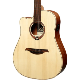 LAG Guitarra Electro-Acustica Dreadnought Cutaway Natural Zurdos Tapa Abeto Engelmann Macizo