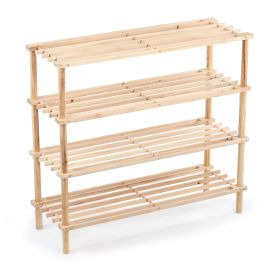 Inde Zapatero Madera 4 Pisos Natural 74,3 cm x 26,7 cm x 5,7 cm (6 Unidades)