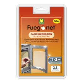 Massó Pack Reparación Fuego Net Cordón Plano Autoadhesivo Fibra de Vidrio 15x3mm 2,5m para Cristal de Chimenea