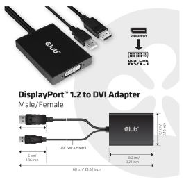 Club3D Adaptador DisplayPort a DVI-D (Active Dual Link) CAC-1010, 0.6m, Negro/Blanco, Soporta 4K