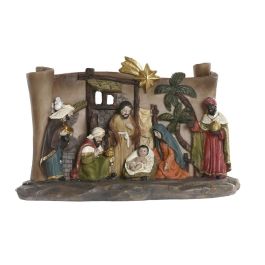 DKD Home Decor Nacimiento Navidad Tradicional Resina Multicolor 8 x 12,5 x 21 cm