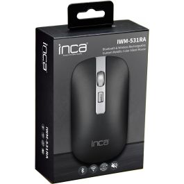 INCA IWM-531RA Ratón Inalámbrico y Bluetooth, 4 Botones, Recargable, Acabado Metálico